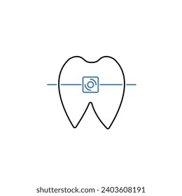 Dental braces concept line icon. Simple element illustration. Dental braces concept outline symbol design.
