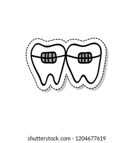 dental braces doodle icon