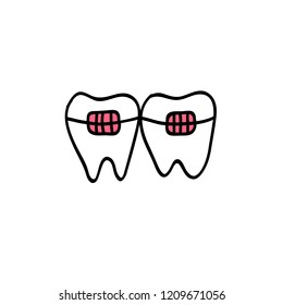 dental braces doodle icon