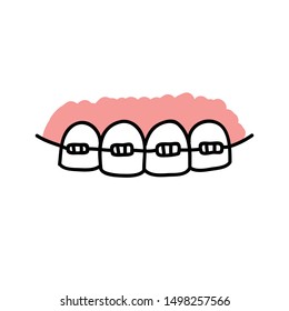 dental braces doodle icon, vector illustration