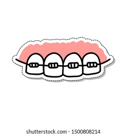 dental braces doodle icon, vector illustration