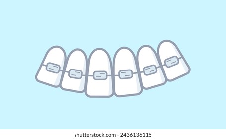 Dental braces doodle icon. Vector illustration of dental care, dentistry, sketch of teeth.