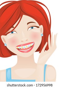 Dental braces girl (vector)