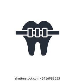Dental braces icon. vector.Editable stroke.linear style sign for use web design,logo.Symbol illustration.