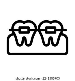 dental braces line icon illustration vector graphic