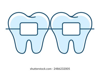 Vector de ícono de línea de aparatos dentales aislado. Símbolo de equipo de ortodoncia para dientes sanos. Concepto de salud dental y cuidado bucal