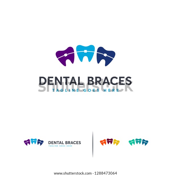 Dental Braces Logo Designs Concept Vector Stock Vector (Royalty Free