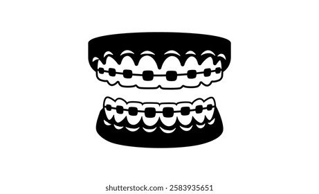 dental Braces symbol , black isolated  silhouette