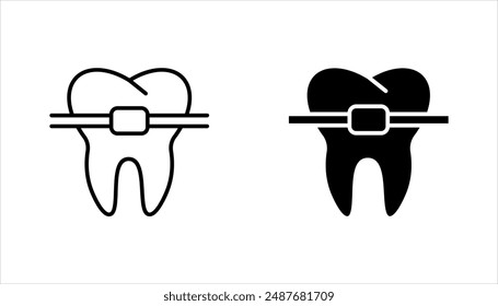 Dental braces vector icon set in line style design vector illustration on white background