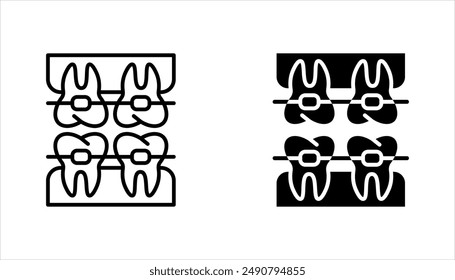 Dental braces vector icon set in line style design vector illustration on white background