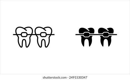 Dental braces vector icon set in line style design vector illustration on white background