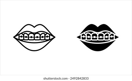 Dental braces vector icon set in line style design vector illustration on white background