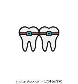 dental bracket icon vector illustration filled outline style design. isolated on white background