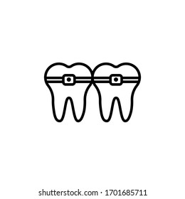 dental bracket icon vector illustration outline style design. isolated on white background