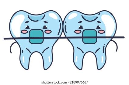 Sistema de corchetes dentarios ortodoncia de línea dental de arte abstracto concepto de doodle. Ilustración del diseño gráfico del vector