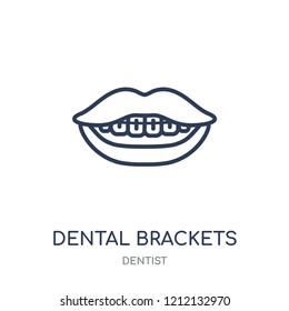 Dental Brackets icon. Dental Brackets linear symbol design from Dentist collection. Simple outline element vector illustration on white background.