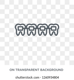 Dental Brackets icon. Trendy flat vector Dental Brackets icon on transparent background from Dentist collection. High quality filled Dental Brackets symbol use for web and mobile