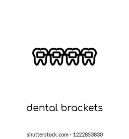 Dental Brackets icon. Trendy modern flat linear vector Dental Brackets icon on white background from thin line Dentist collection, editable outline stroke vector illustration