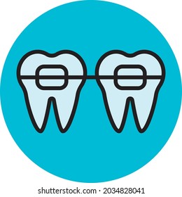 Dental brackets, illustration, vector, on a white background.
