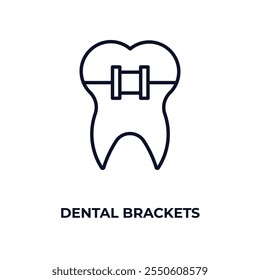 dental brackets outline icon. Linear vector from dentist concept. Thin line dental brackets icon isolated on white background