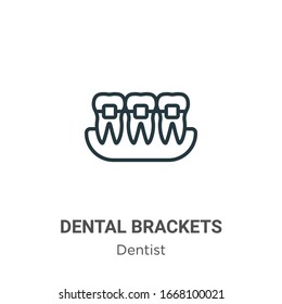 Dental brackets outline vector icon. Thin line black dental brackets icon, flat vector simple element illustration from editable dentist concept isolated stroke on white background