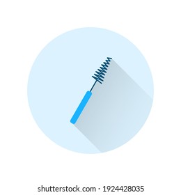 Dental brush with long shadow. Sign for dentistry clinic. Orthodontics concept.