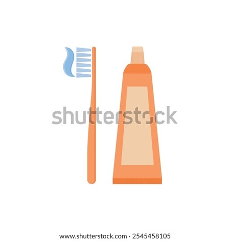 Dental brush with tooth paste flat design vector illustration isolated on white background. toothbrushes and toothpaste for promoting dental care products