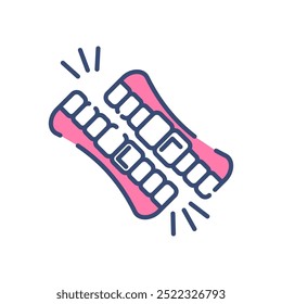 Ícone de cor de preenchimento bruxismo dentário, ilustração de vetor