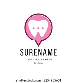 Dental bubble chat talk information health care education logo design illustration custom logo design inspiration