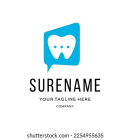 Dental bubble chat talk information health care education logo design illustration custom logo design inspiration
