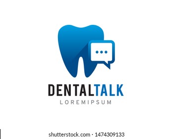 Dental and bubble talk logo symbol or icon template