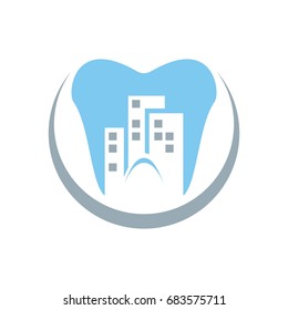 dental and building logo vector. tooth and tower.