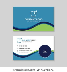 Uso de la Plantilla de la tarjeta de visita dental en la presentación para la compañía o la clínica. concepto de la salud dental. concepto de la salud médica y de la odontología. diseño del Vector.