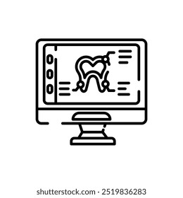 Icono de esquema de software CAD dental, Ilustración vectorial