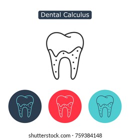 Dental Calculus With Bacteria Image. Tartar Or Calculus Teeth Outline Vector Icon. Dental Concept. Medicine Symbol For Info Graphics, Websites And Print Media. Editable Stroke.