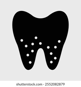 Ícone de cálculo dentário vetor. Símbolo de tártaro dos dentes ícone sólido preto plano