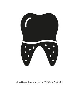 Dental Calculus Silhouette Icon. Defective Teeth, Tartar, Plaque Glyph Pictogram. Tooth Medical Disease. Oral Medicals Problem. Dental Treatment Sign. Dentistry Symbol. Isolated Vector Illustration.
