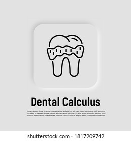 Dental calculus thin line icon. Tartar, gingivitis. Vector illustration.