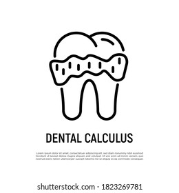 Dental calculus thin line icon. Tartar, gingivitis. Vector illustration.