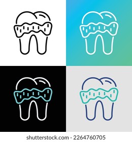 Dental calculus thin line icon. Tartar, gingivitis. Vector illustration.