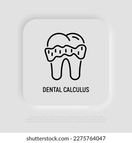 Dental calculus thin line icon. Tartar, gingivitis. Vector illustration.