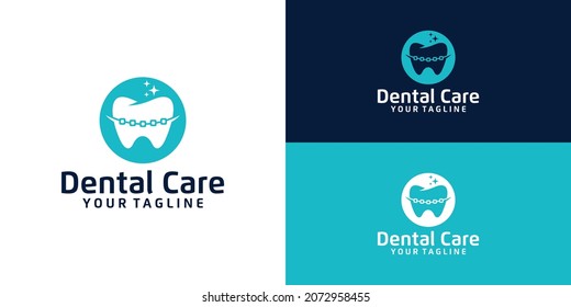dental care, braces and dental health logo
