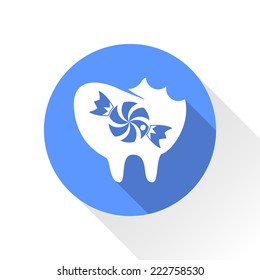 Dental care, candy damage, avoid cavities icon, vector illustration
