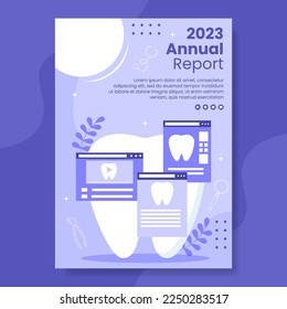 Dental Care and Clinic Annual Report Flat Cartoon Hand Drawn Templates Illustration
