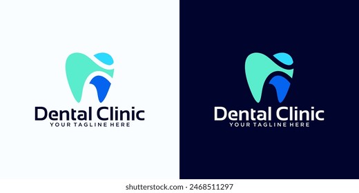 Diseño del logotipo de la clínica de cuidado dental con concepto dental colorido