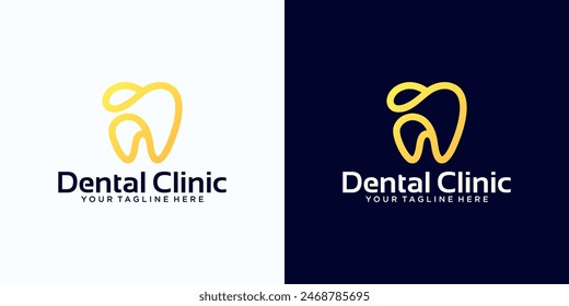 Diseño del logotipo de la clínica de cuidado dental con concepto dental moderno en estilo de línea