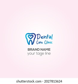 Dental Care Clinic Logo Tooth abstract design vector template Linear style. Dentist stomatology medical doctor Logotype concept icon.