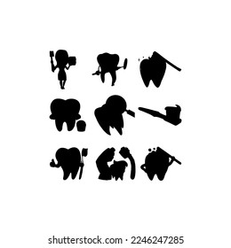 dental care collection set silhouette design