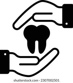 Dental Care Company Logo concept, Teeth Covering with Human Hands vector icon design, odontology symbol, oral medicine sign, Dental instrument stock illustration