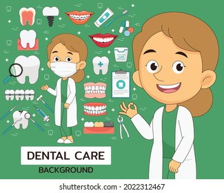 Dental care concept background. Flat icons.